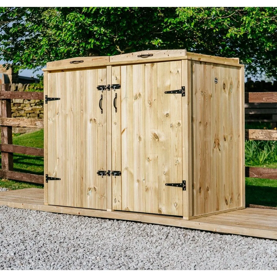 Buttercup Farm Chatburn Bin Store, Fits 1x 180L/240L Wheelie Bins & 2x Boxes in Brown 3