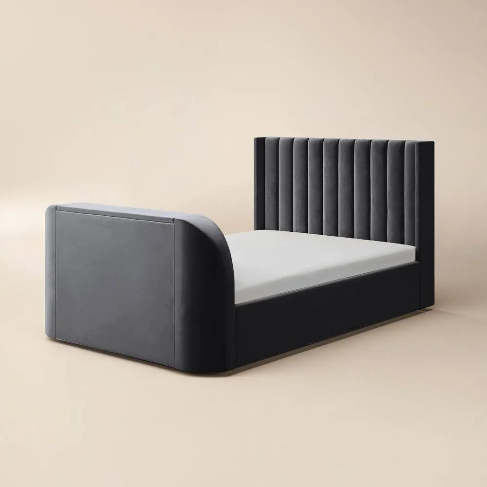 Flair Fallon TV Side Lift Ottoman Bed Charcoal Velvet in Grey 6