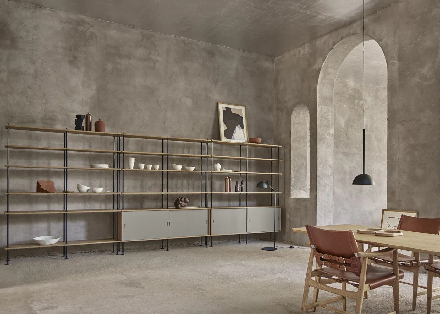 Carl Hansen & Son BM0253 SHELVING CABINET Oiled Oak Grey Door Black Legs 150x69cm 4