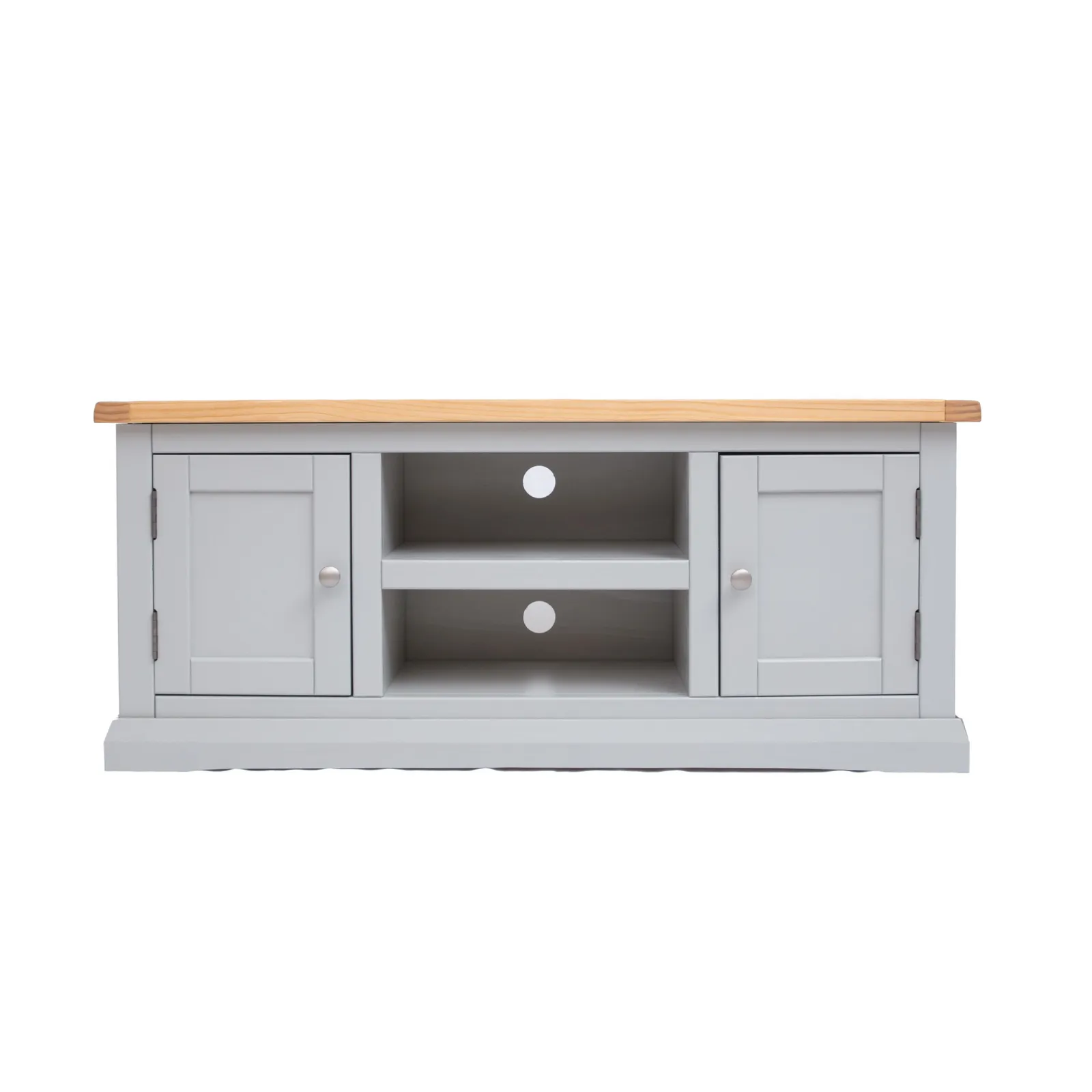 Cabinet Bits Loreo Light Grey 2 Door TV Cabinet Chrome Knob
