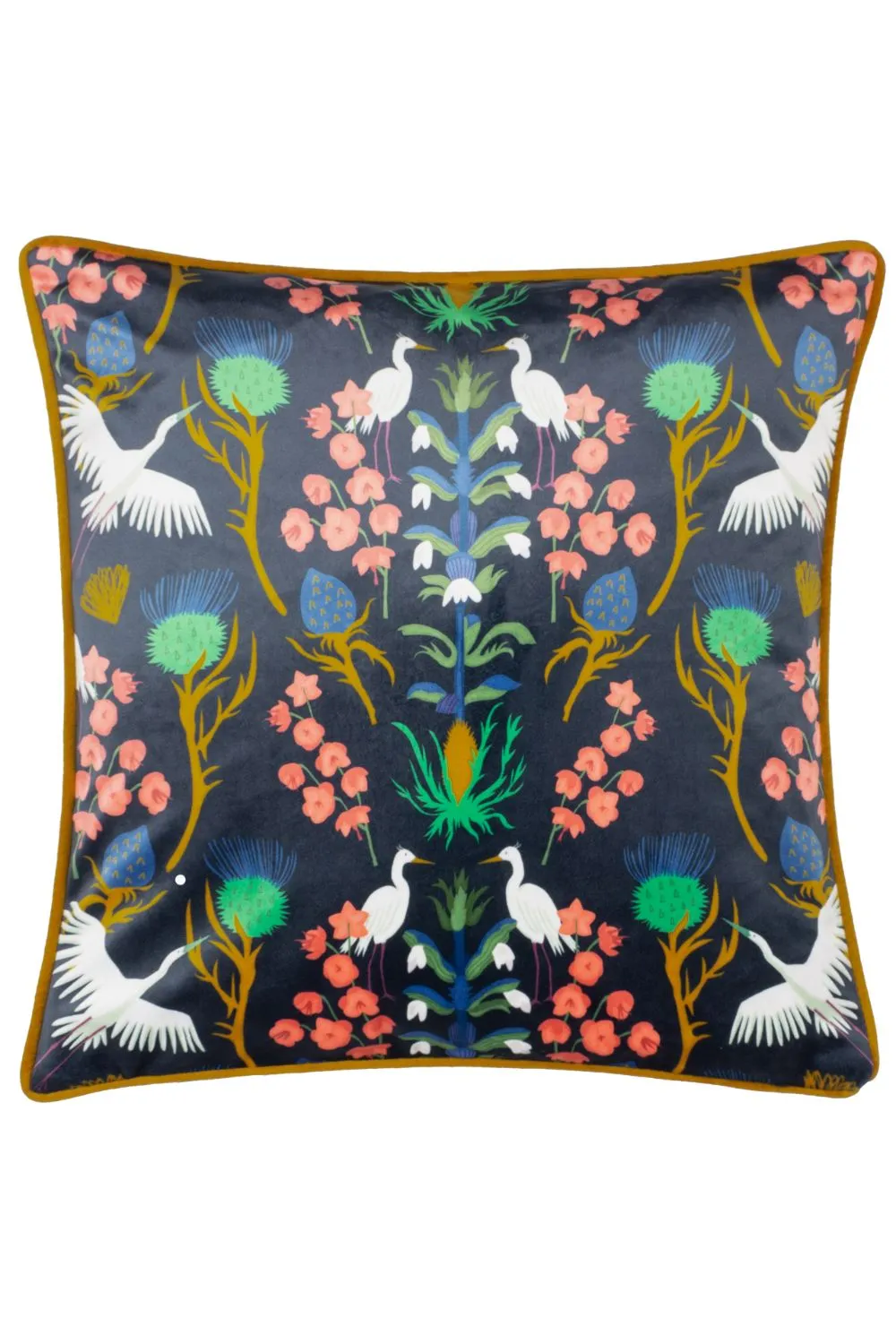Kate Merritt Herons Piped Velvet Rectangular Polyester Filled Cushion in Blue