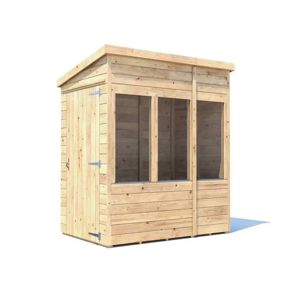 Dunster House Wooden Potting Shed Pent Roof W4' x D6' (W1.2 x D1.8m) Overlord Modular in Brown