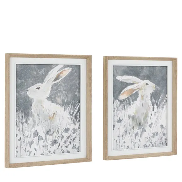 Cedar and Sage Set of 2 Botanical Hares Framed Canvases 6