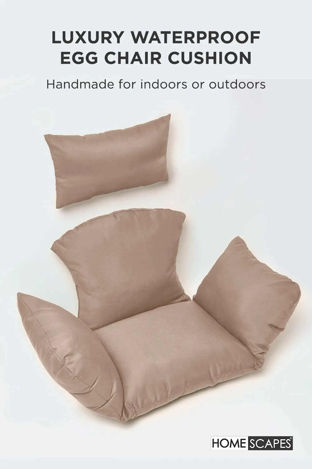 Homescapes Luxury Soft Waterproof Egg Chair Cushion Swing Chair Garden Seat in Beige 2