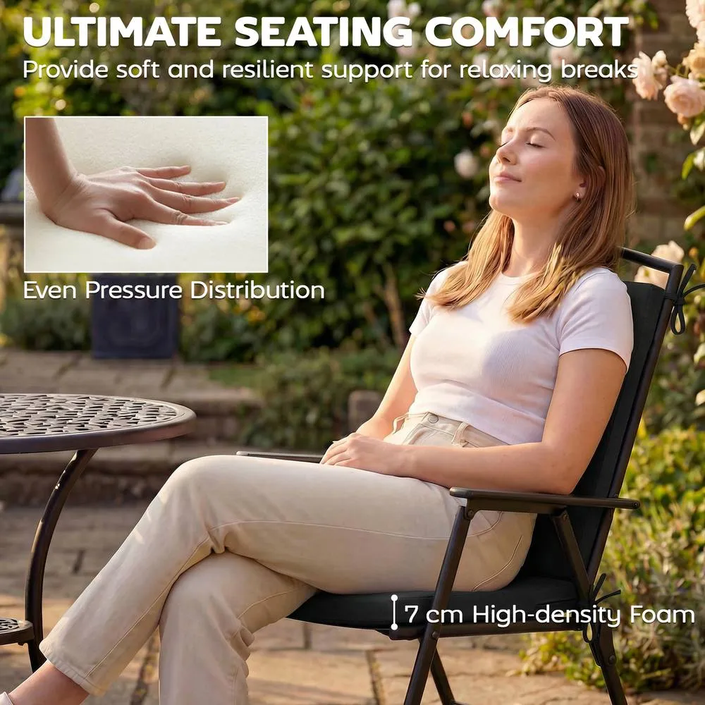 OUTSUNNY 2Pcs Garden Chair Cushions, Waterproof Seat Pads in Black 4