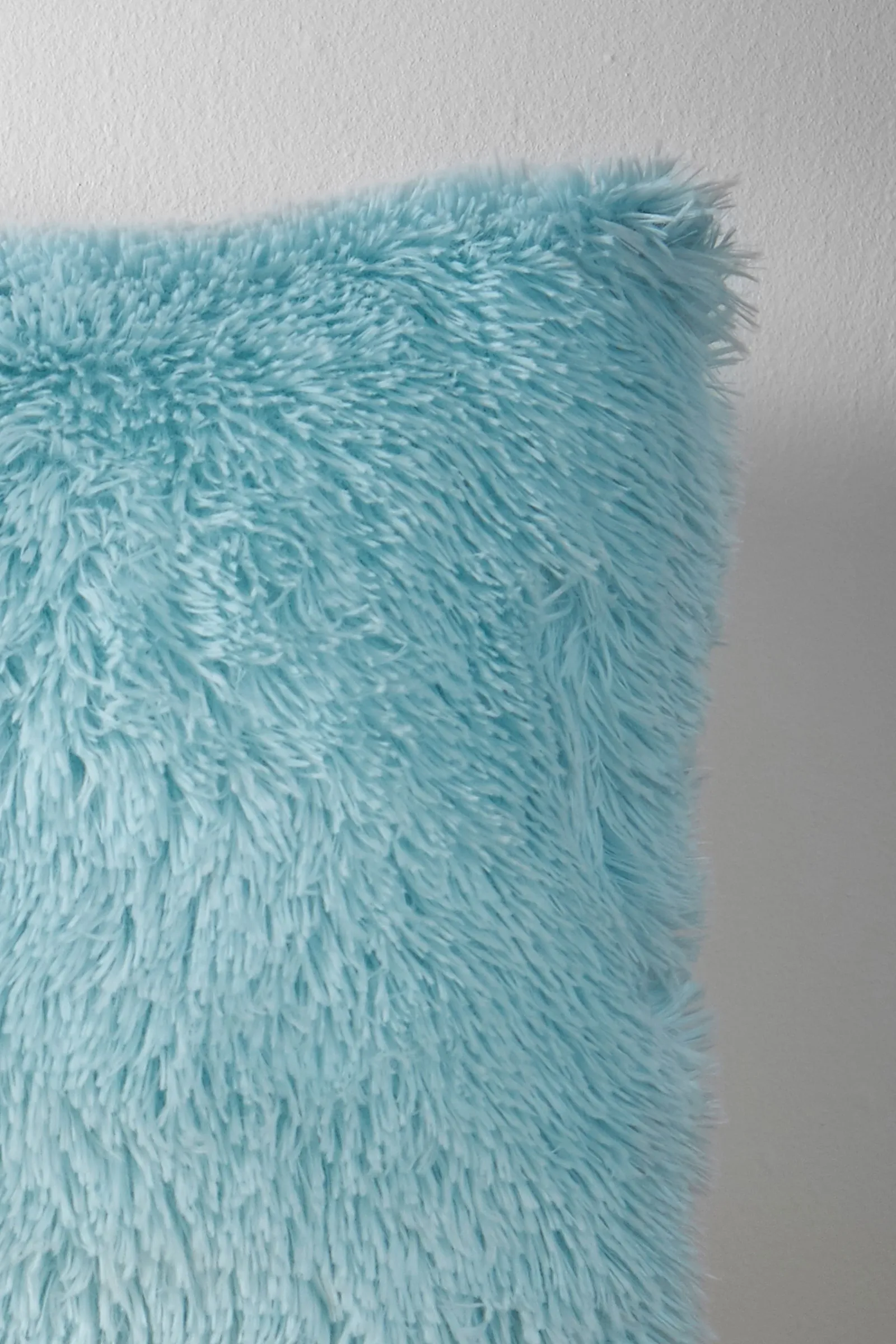 Catherine Lansfield 'Cuddly' Faux Fur Cushion in Duck Egg Blue 3