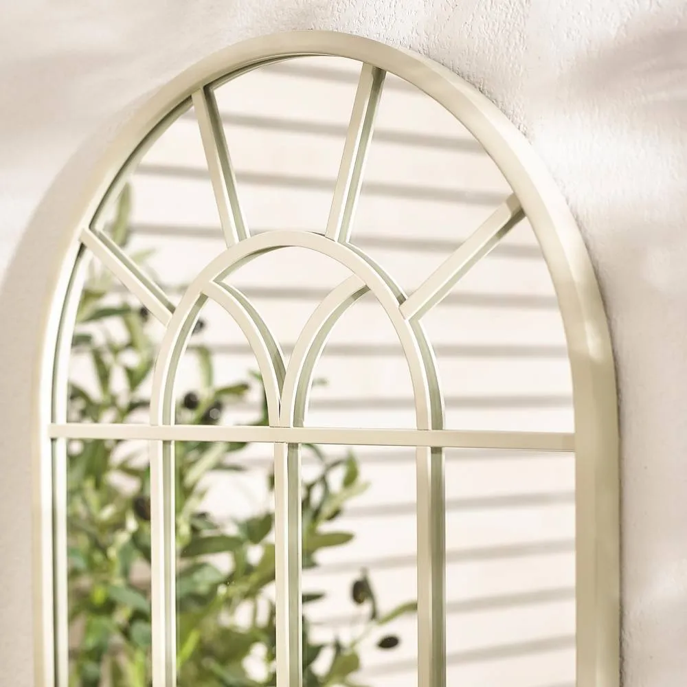 FurnitureboxUK Somerset Cream Medium Arched Window 90x40cm Garden Mirror 3
