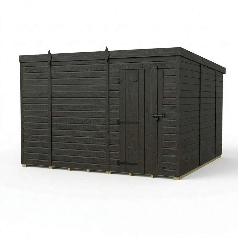 Buttercup Farm 10ft x 10ft Composite Pent Garden Shed Single Door No Windows - Grey