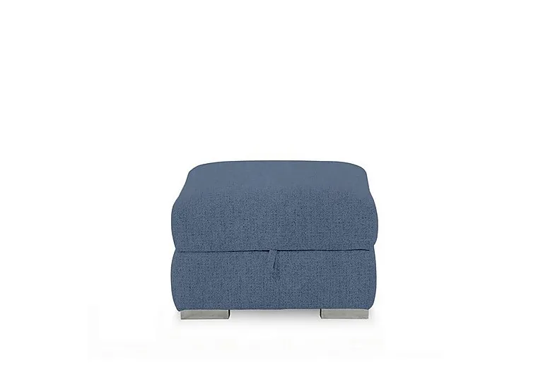 Edison Fabric Storage Footstool - Silverish Blue