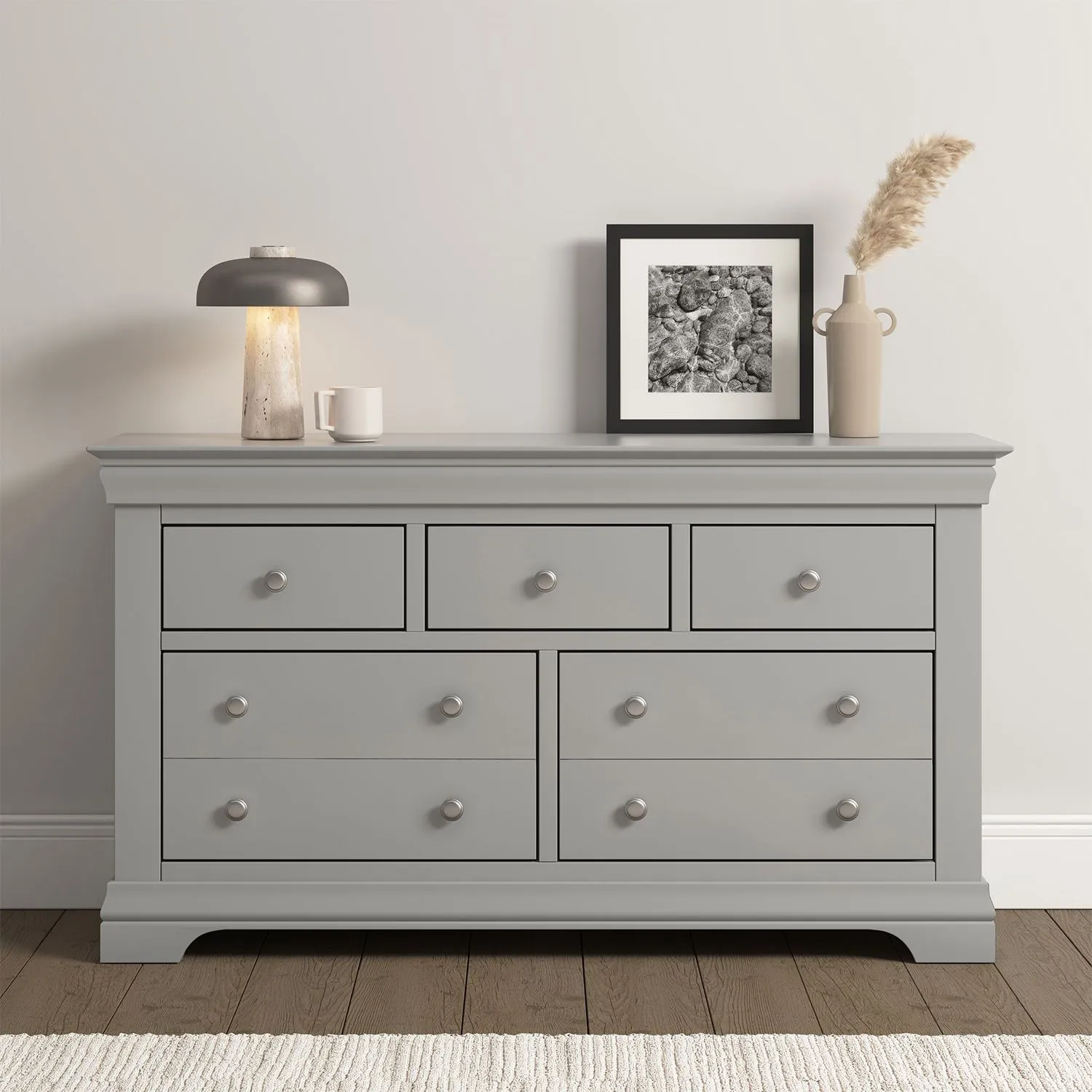 Seconique Bordeaux 3+2 Drawer Chest (Fully Assembled) in Light Grey 1