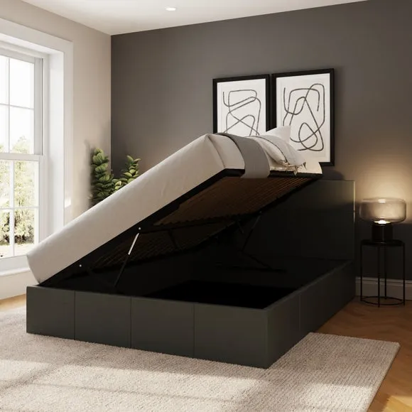 Side Lift Ottoman Bed, Faux Leather 2