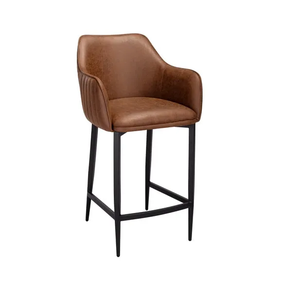 Indus Valley Logan 4 Seater Bar Table With 4 Logan Faux Leather Bar Stools 6