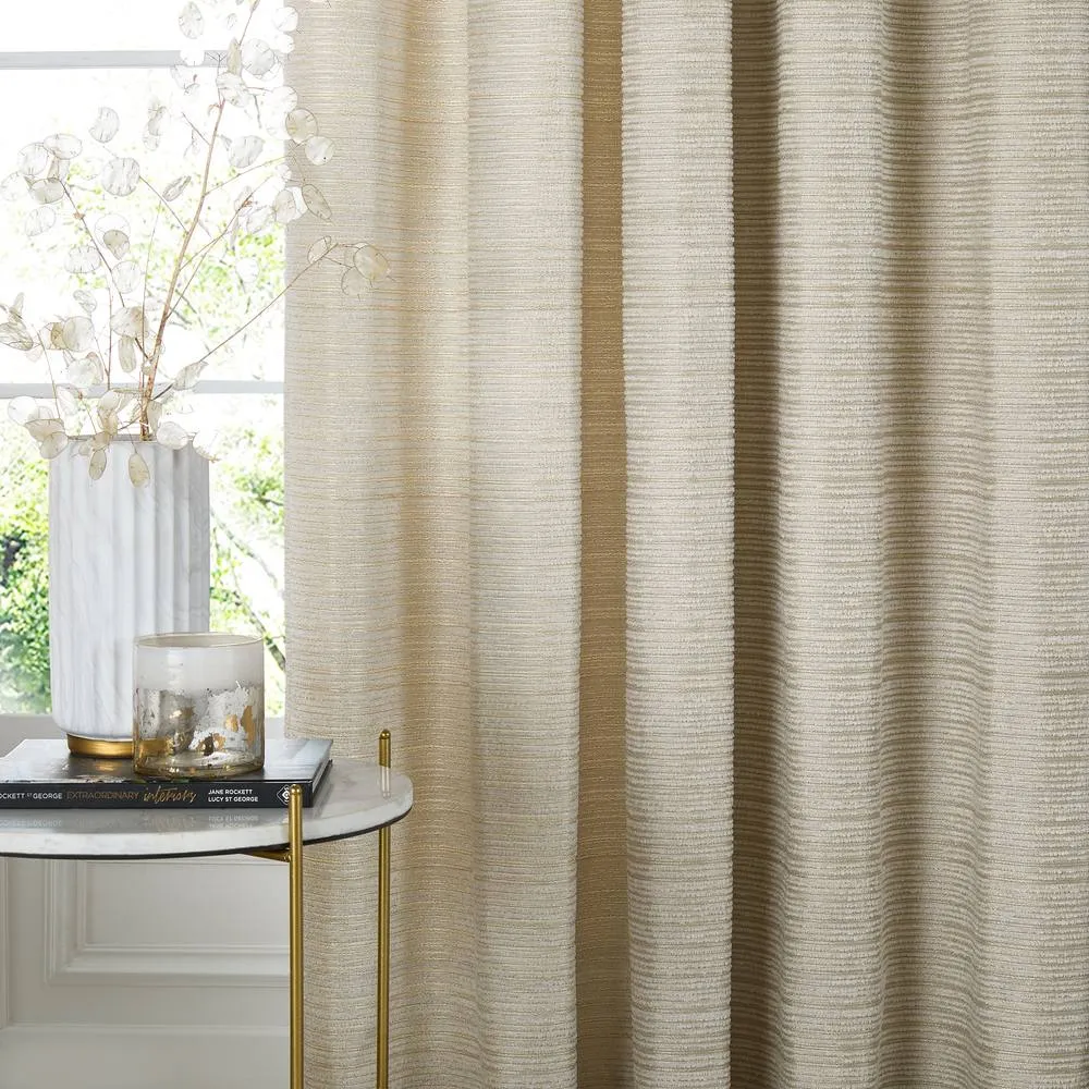 Paoletti Jupiter Chenille Jacquard Eyelet Curtain Pair in Off-White 5