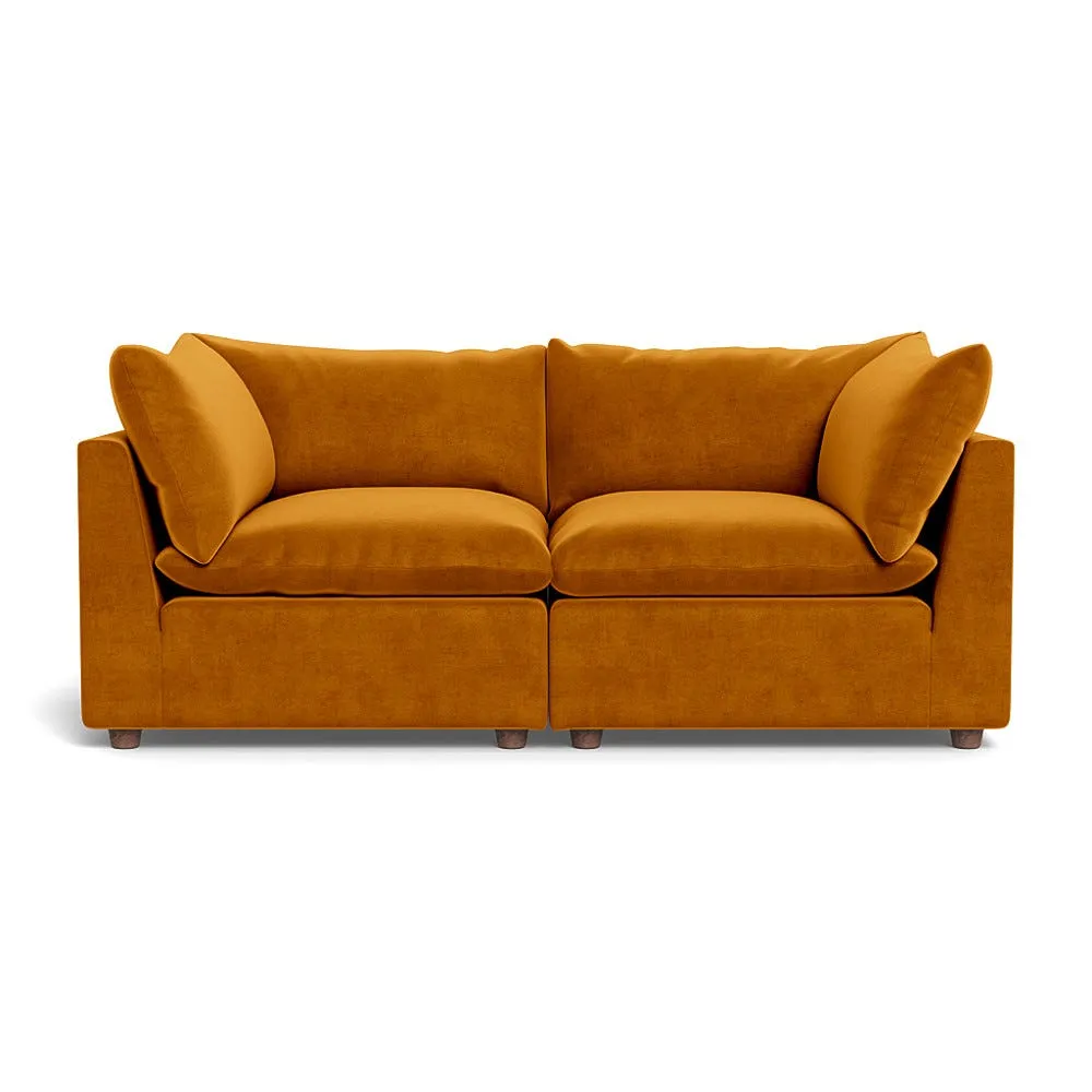 Heal's Astrid 3 Seater Sofa Smart Luxe Velvet Cognac Walnut Stained Beech Feet 1