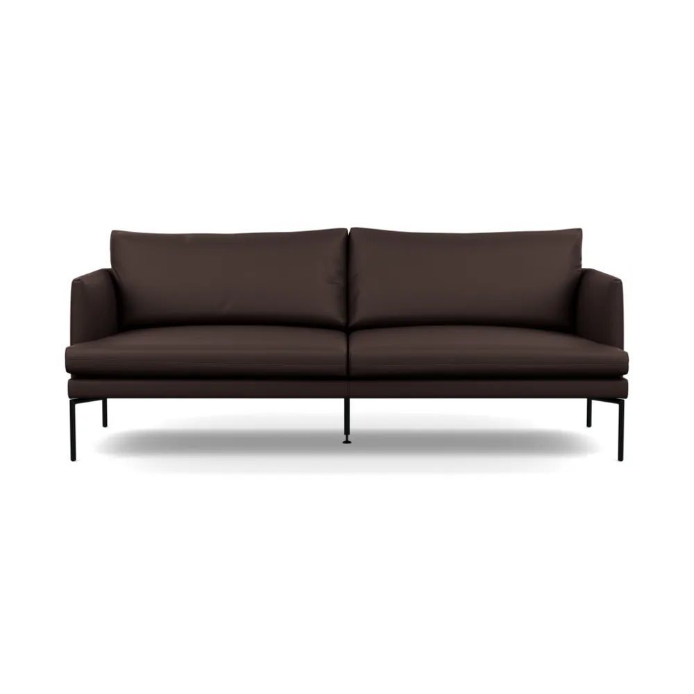 Heal's Matera 3 Seater Sofa Leather Grain Chocolate 066 Black Feet 1