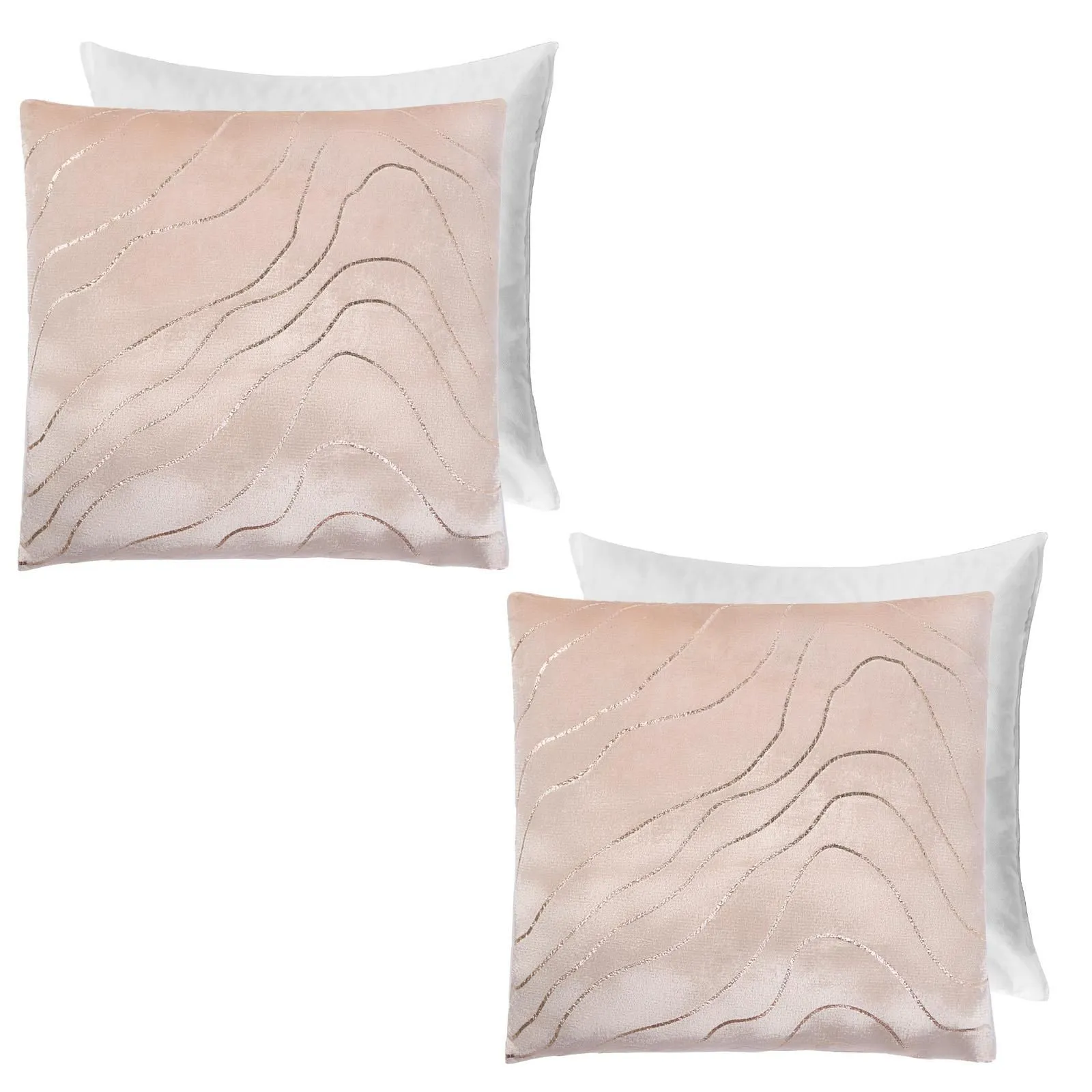 OHS 2 Pack Metallic Wave Filled Cushion Covers Home Decor Set in Natural