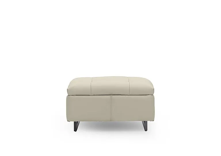 Gisella Leather Large Footstool - Bone China