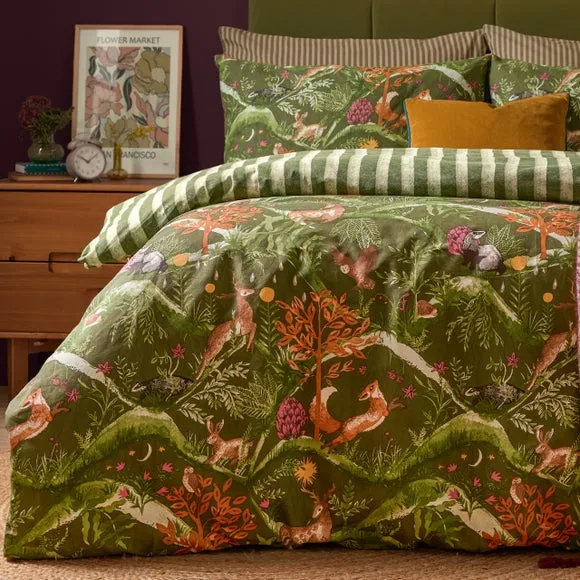 Furn. Nya Woodland Polycotton Duvet Cover & Pillowcase Set 4