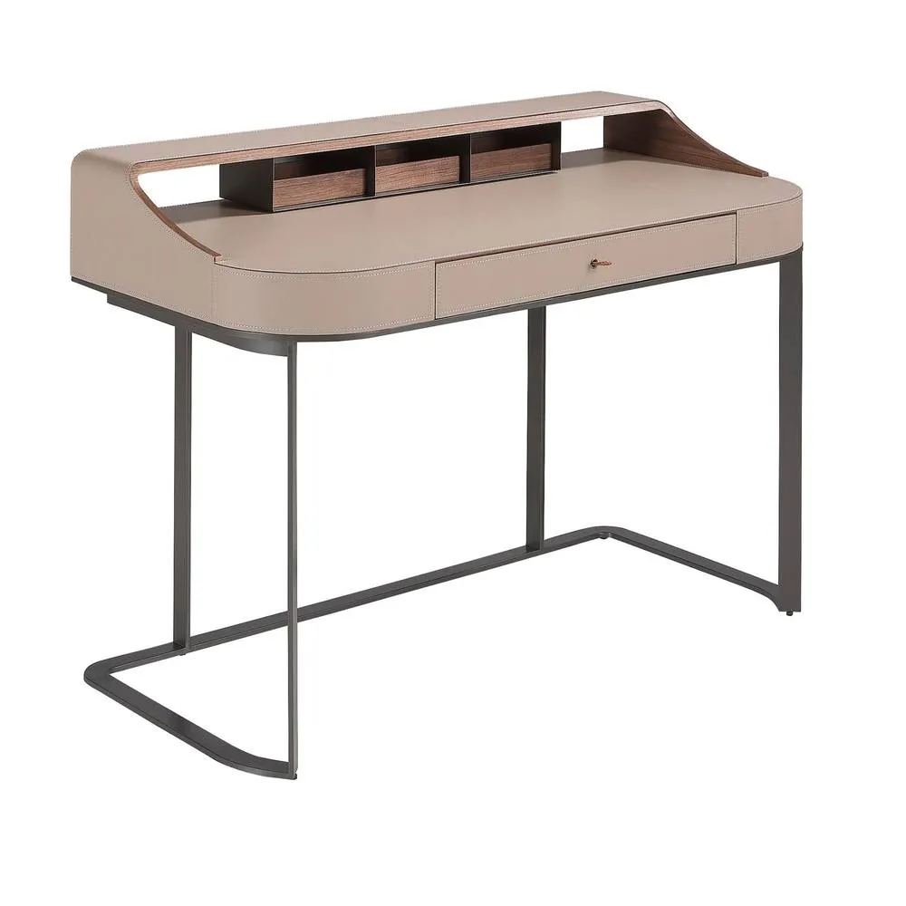 Angel Cerda Desktop dressing table leatherette, walnut & gray steel