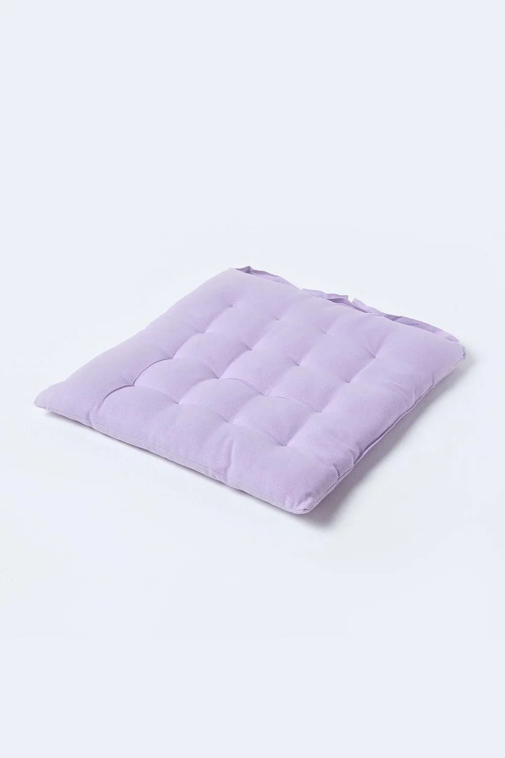 Homescapes Seat Pad Luxury 100% Cotton Indoor Outdoor Garden Cushion, Button Tie, 40cm in Mauve