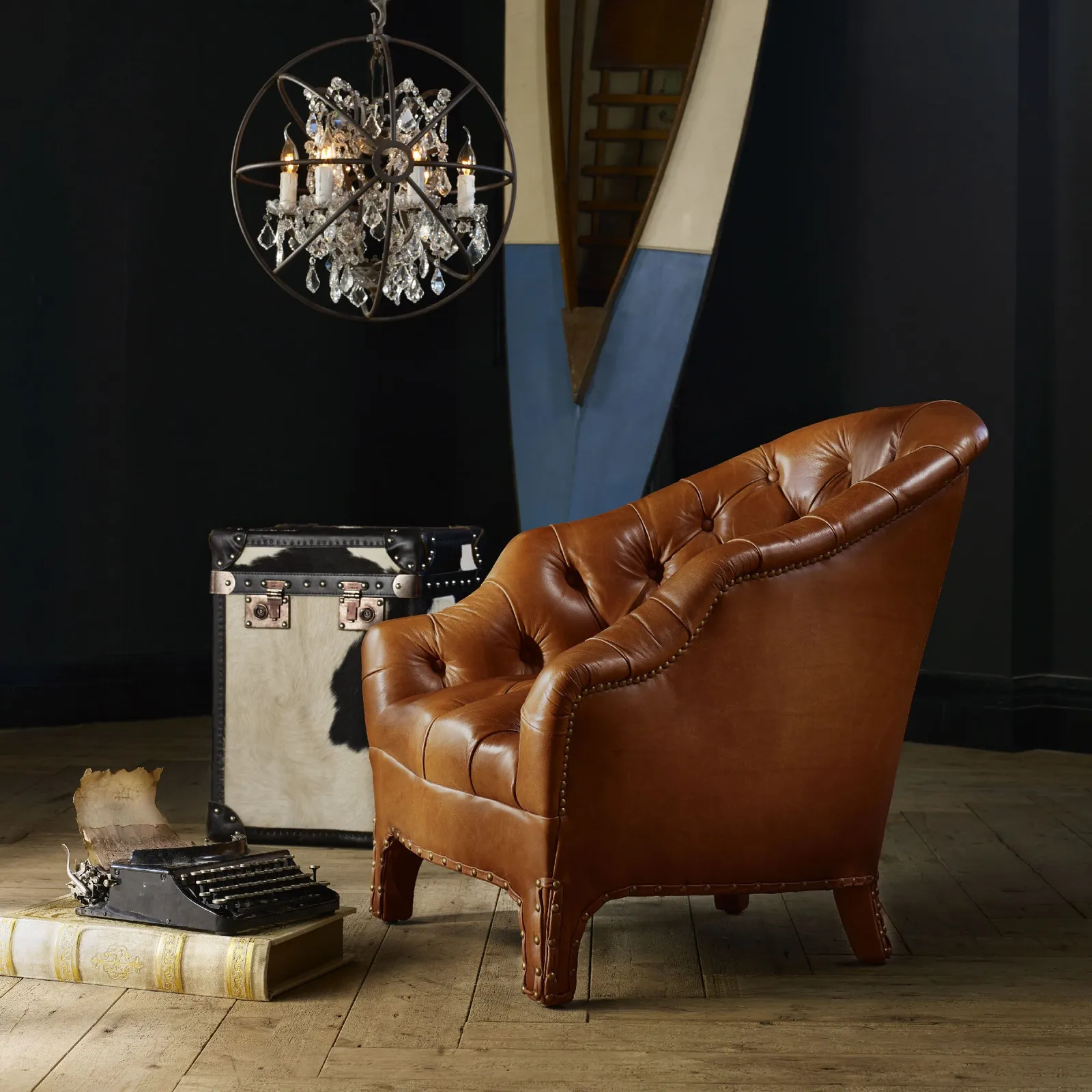 Timothy Oulton Branco Tub Chair, Brown Leather | Barker & Stonehouse 3