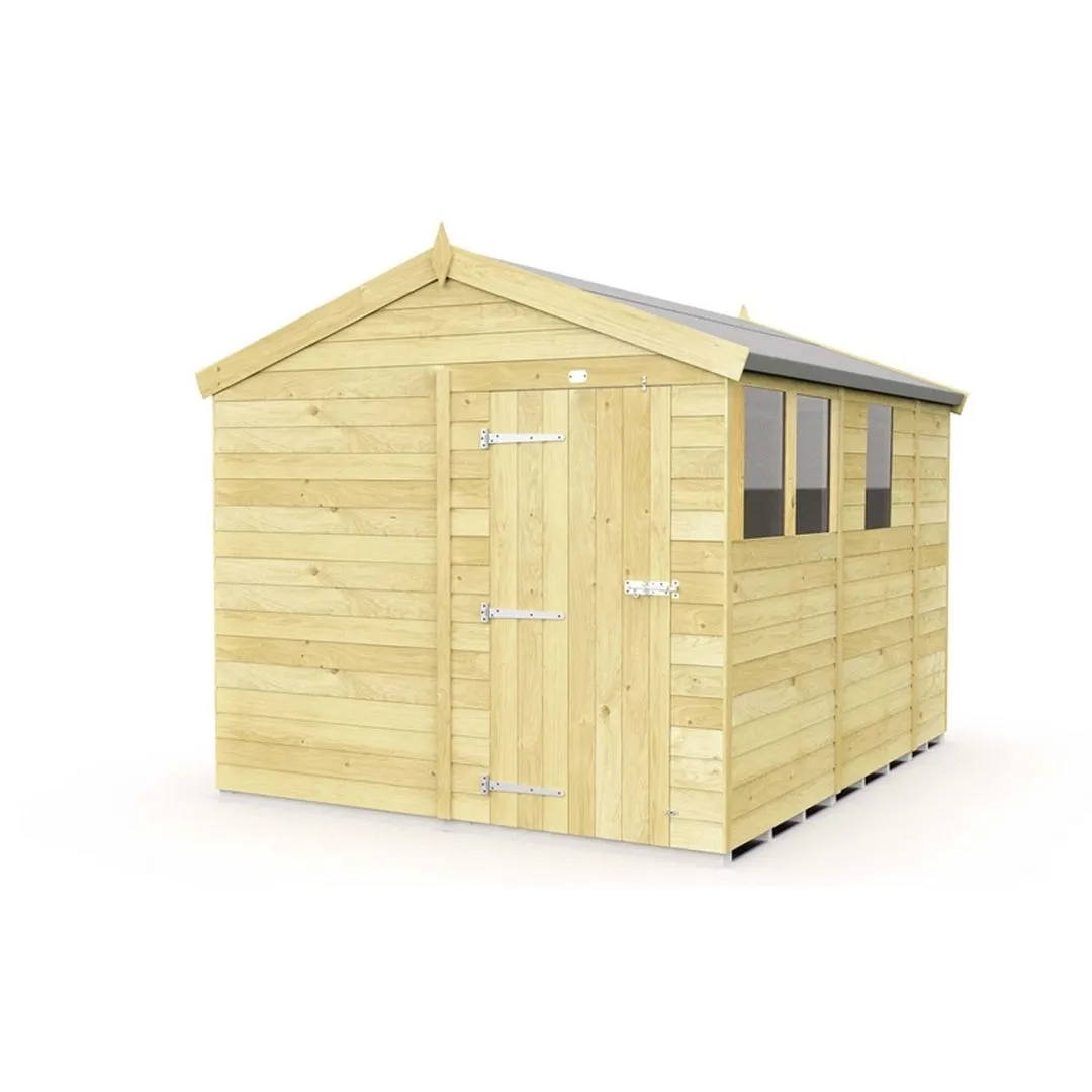 Buttercup Farm 8 x 9 Feet Apex Shed - Single Door W/ Windows - L272 x W231 x H217 cm in Brown