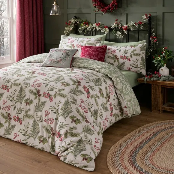 Winter Sprigs 100% Cotton Duvet Cover & Pillowcase Set 5