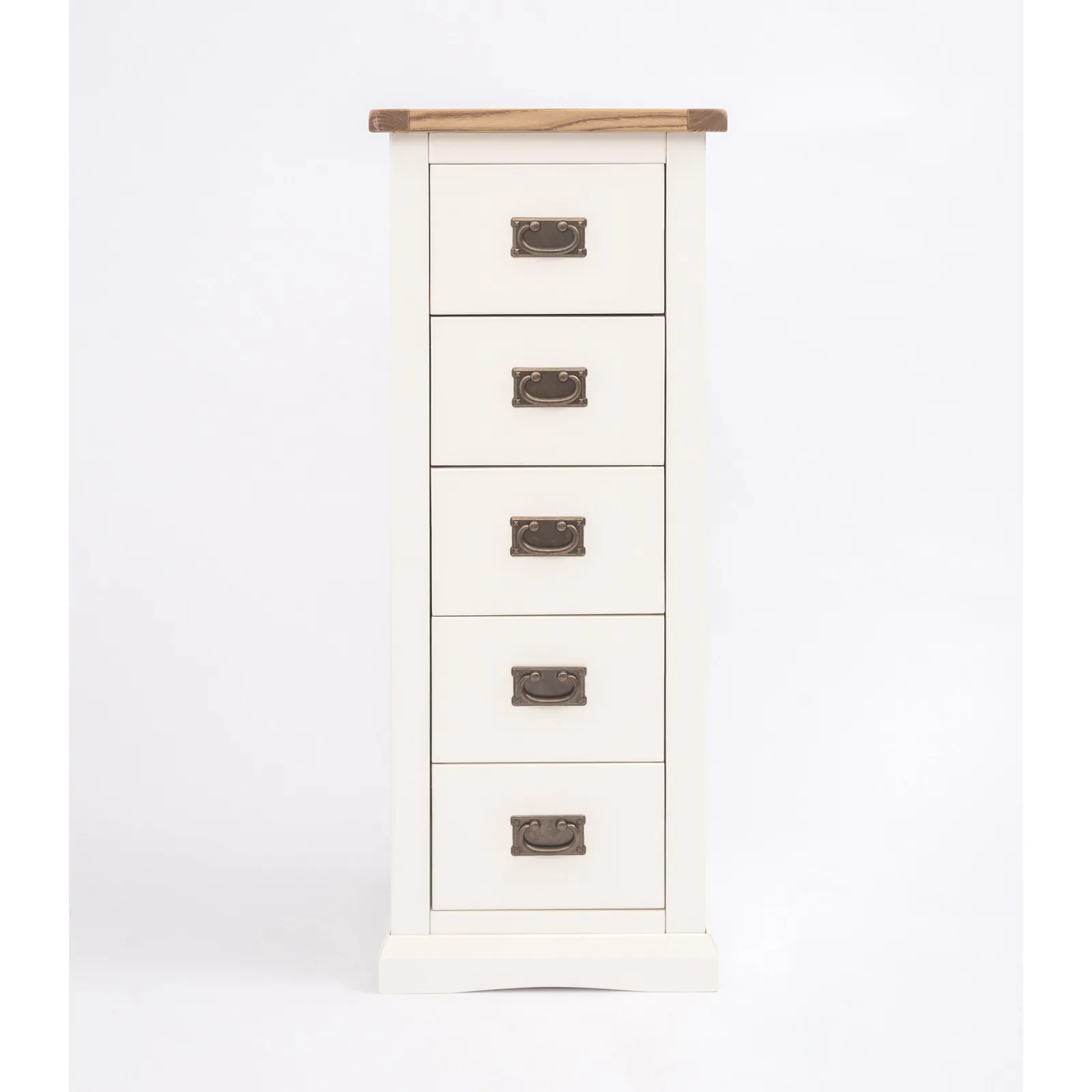 Cabinet Bits Cosenza 5 Drawer Narrow Chest of Drawers Bras Drop Handle in Off-White