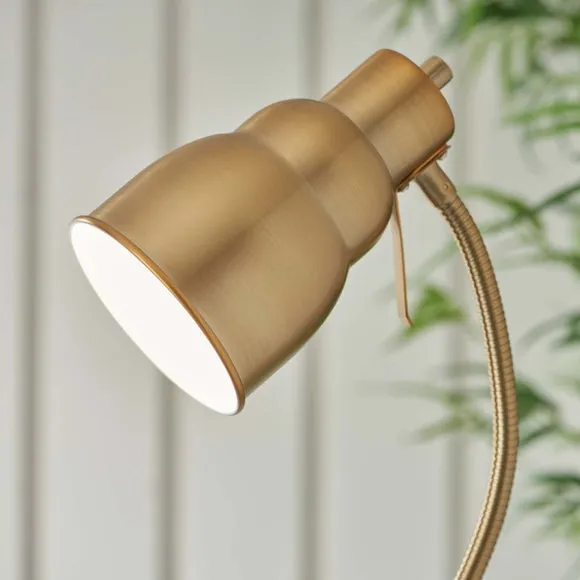 Endon Collection Classic Flexi Task Floor Lamp Brushed Aged Brass Plate 1X Gu10, Gold 2