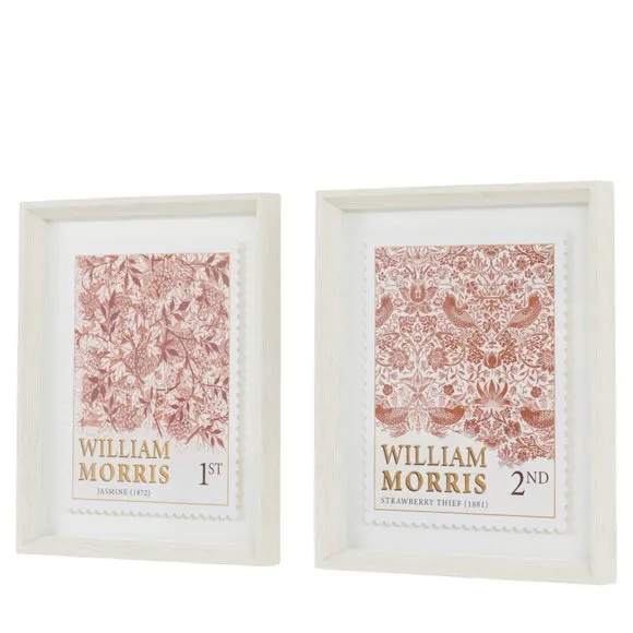Cedar and Sage Set of 2 William Morris Postage Stamp Red Framed Prints 5
