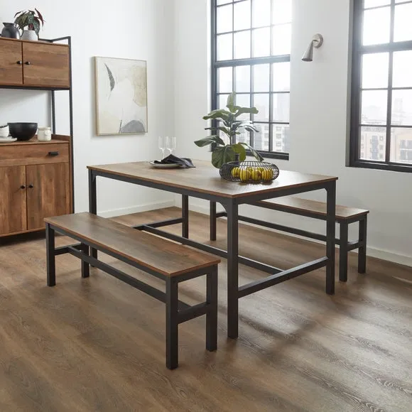 Fulton 6 Seater Rectangular Dining Table with 2 Benches 1