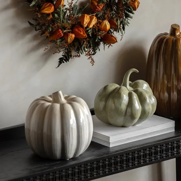 Cedar & Sage Natural Ceramic Pumpkin Ornament 5