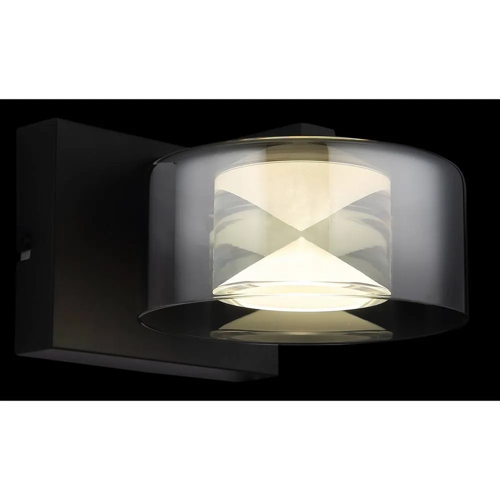 Netlighting Belinda Wall Lamp Matt Black Smoke Glass Shade LED 4000K 3
