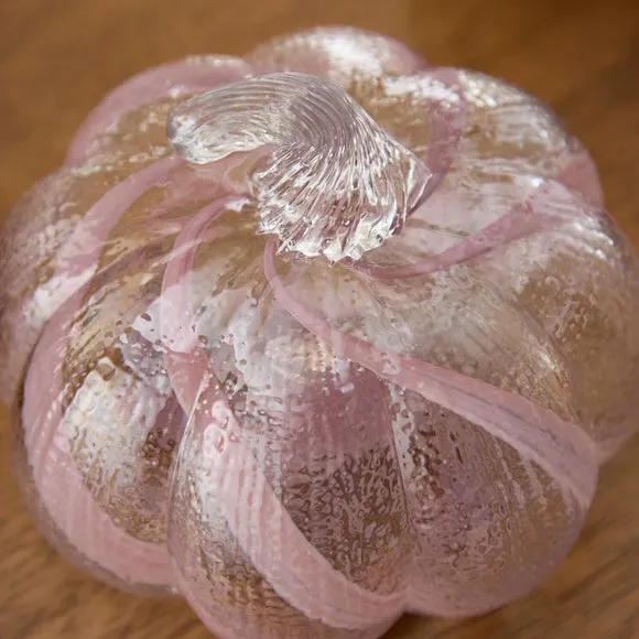Purple Striped Textured Glass Pumpkin Ornament 2