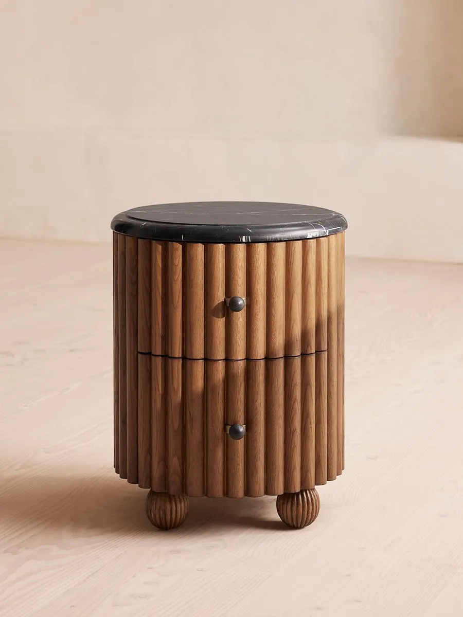 Carlisle Bedside Table, Black Marquina Marble