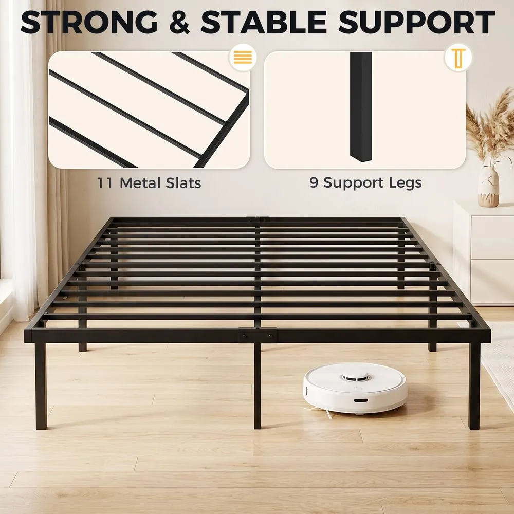 HOMCOM 5ft King Bed Frame with Underbed Storage, No Box Spring Needed in Black 4