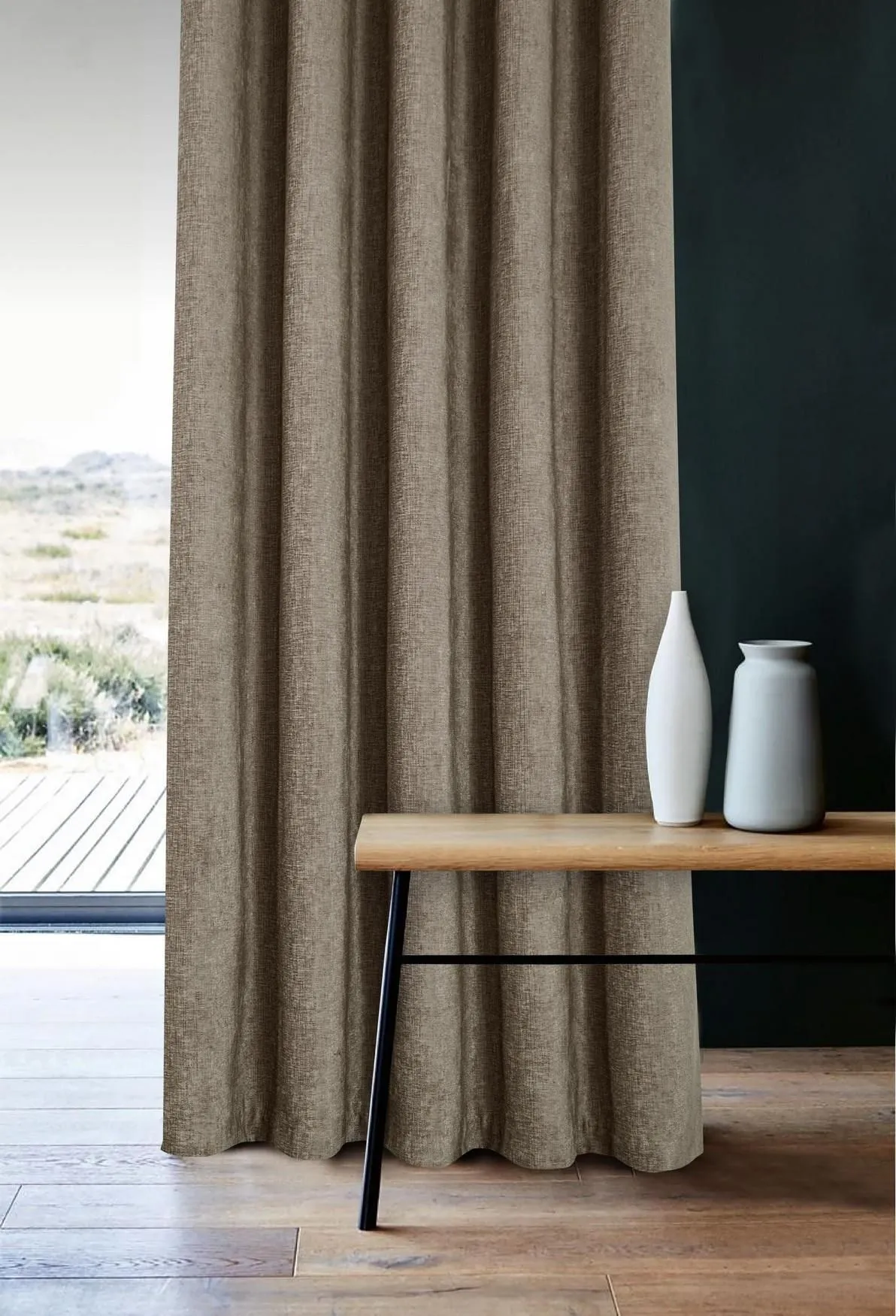 Sundour Amberley Chenille Eyelet Curtains in Brown 3