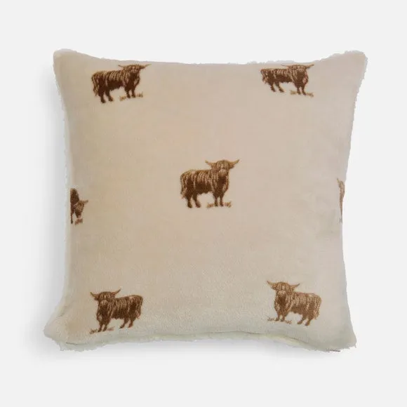 Highland Cow Printed Sherpa Cushion 3