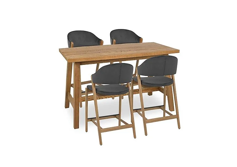 Stratford Table and 4 Bar Stools - Dark Grey