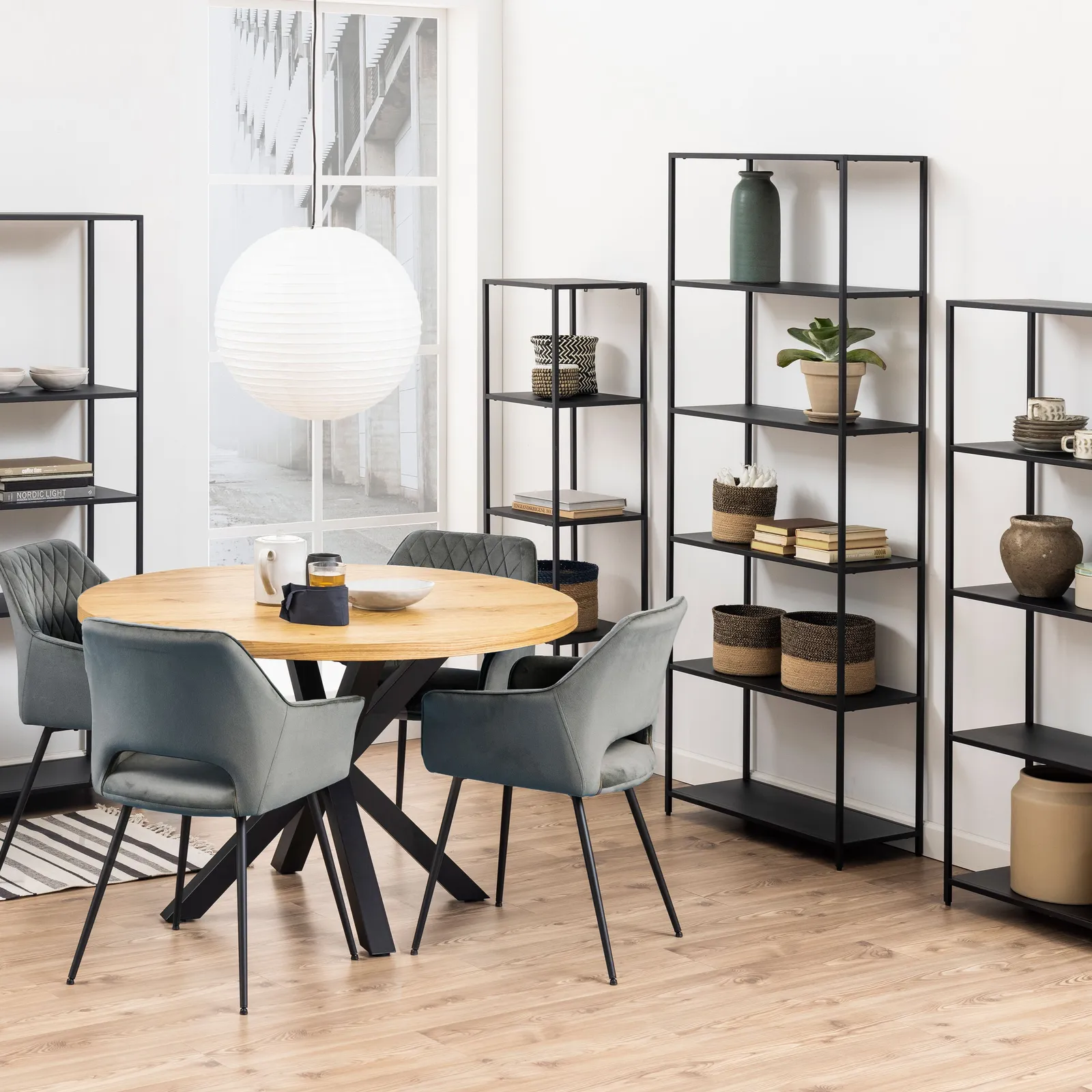 Furniture To Go Newcastle Tall Bookcase with 5 Shelves in Matt Black 6