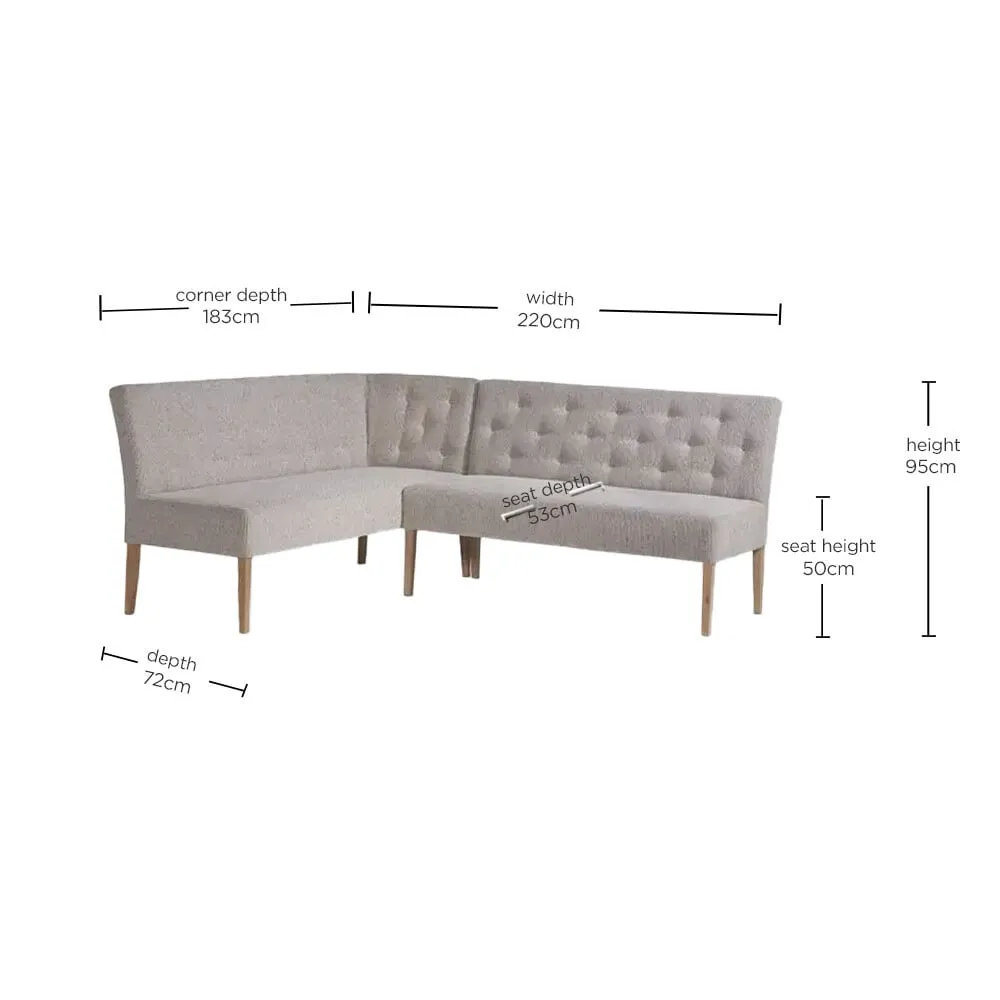 Medina Left Corner Bench, Grey Fabric | Barker & Stonehouse 4
