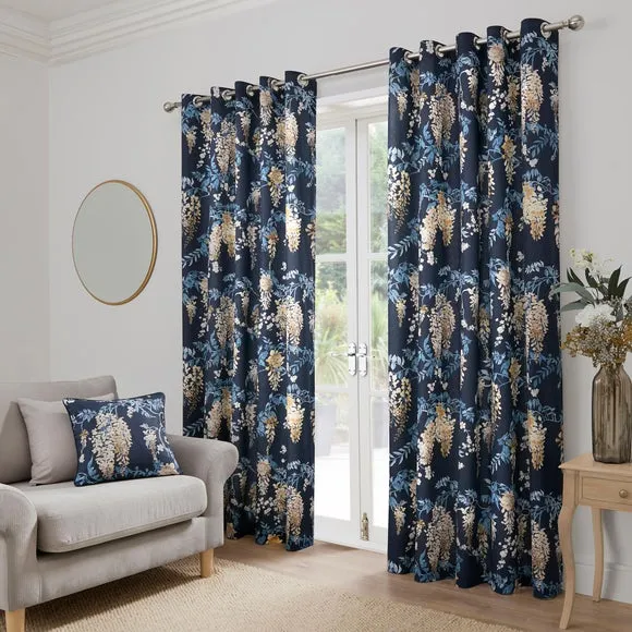 Wisteria Floral Cotton Square Filled Cushion 3