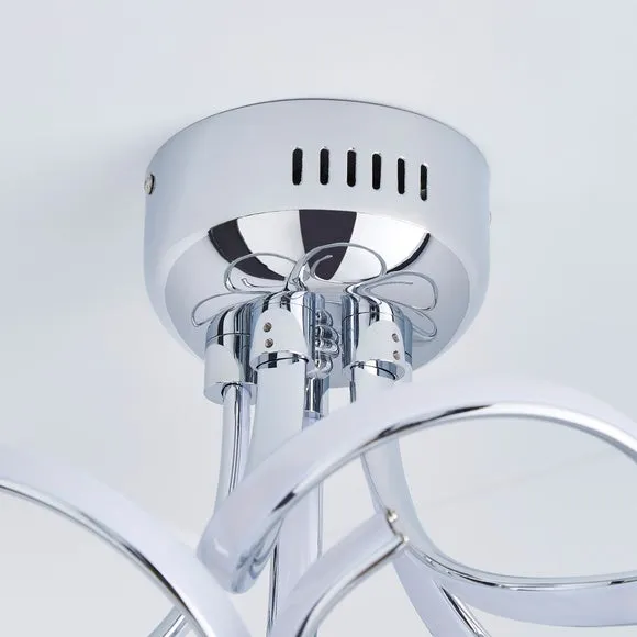 Cortez 5 Light Integrated LED Swirl Semi Flush Ceiling Light 4