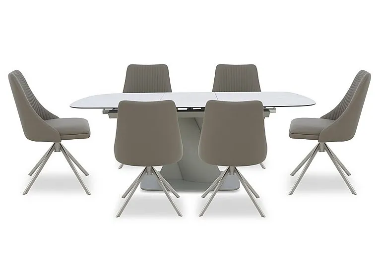 Diva Extending Dining Table and 6 Icon Chairs with Silver Legs - 160-cm