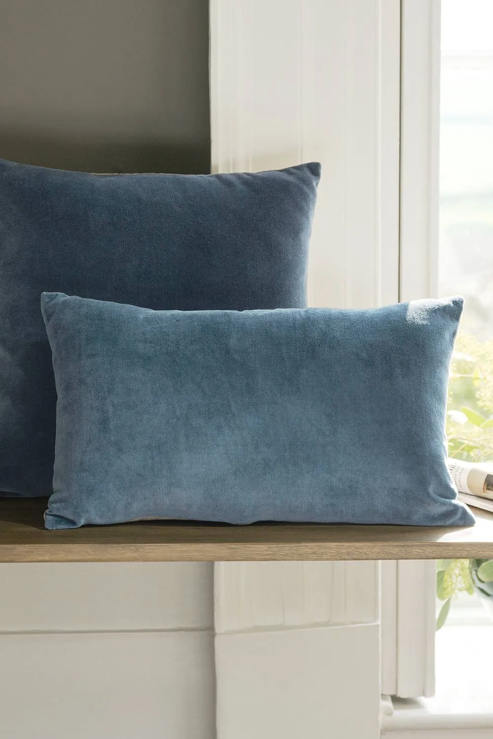 CHRISTY Luxury Filled Velvet 'Jaipur' Rectangle Cushions in Dark Navy 2