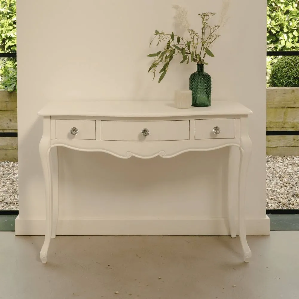 Statement Furniture Juliette Vintage Chic Dressing Table with Crystal Handles in White 1