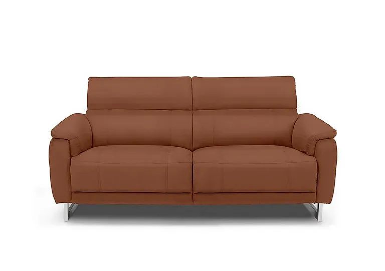 Moet 3 Seater Leather Power Recliner Sofa with Telescopic Headrests - Butterscotch - Sofas and Armchairs