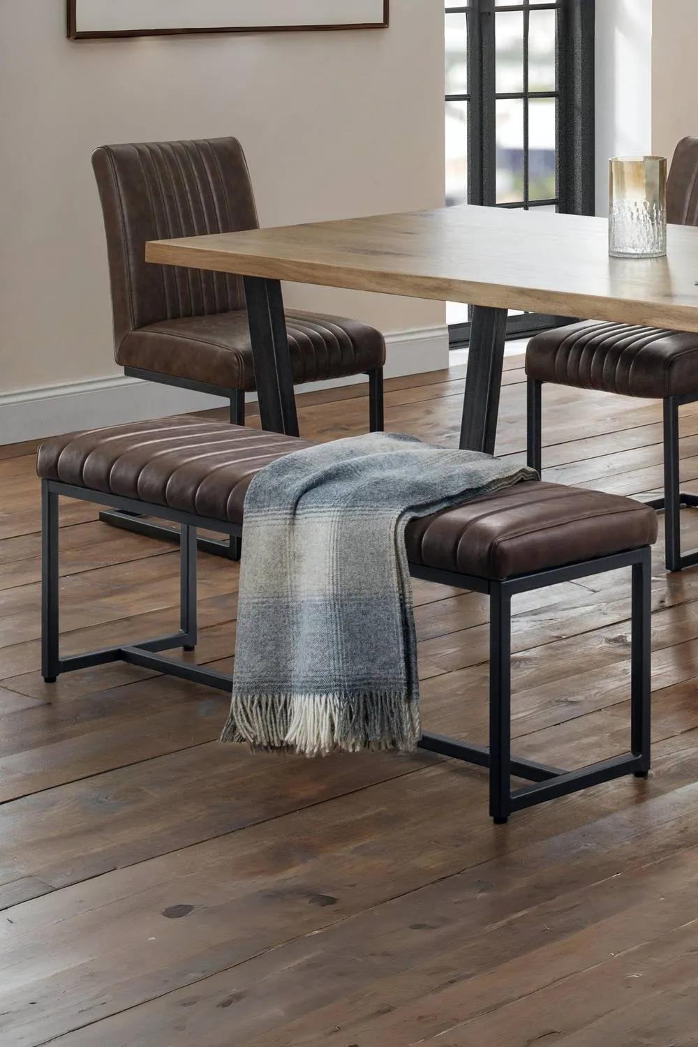 Julian Bowen Brooklyn 2 Seater Upholstered Dining Bench in Brown 2