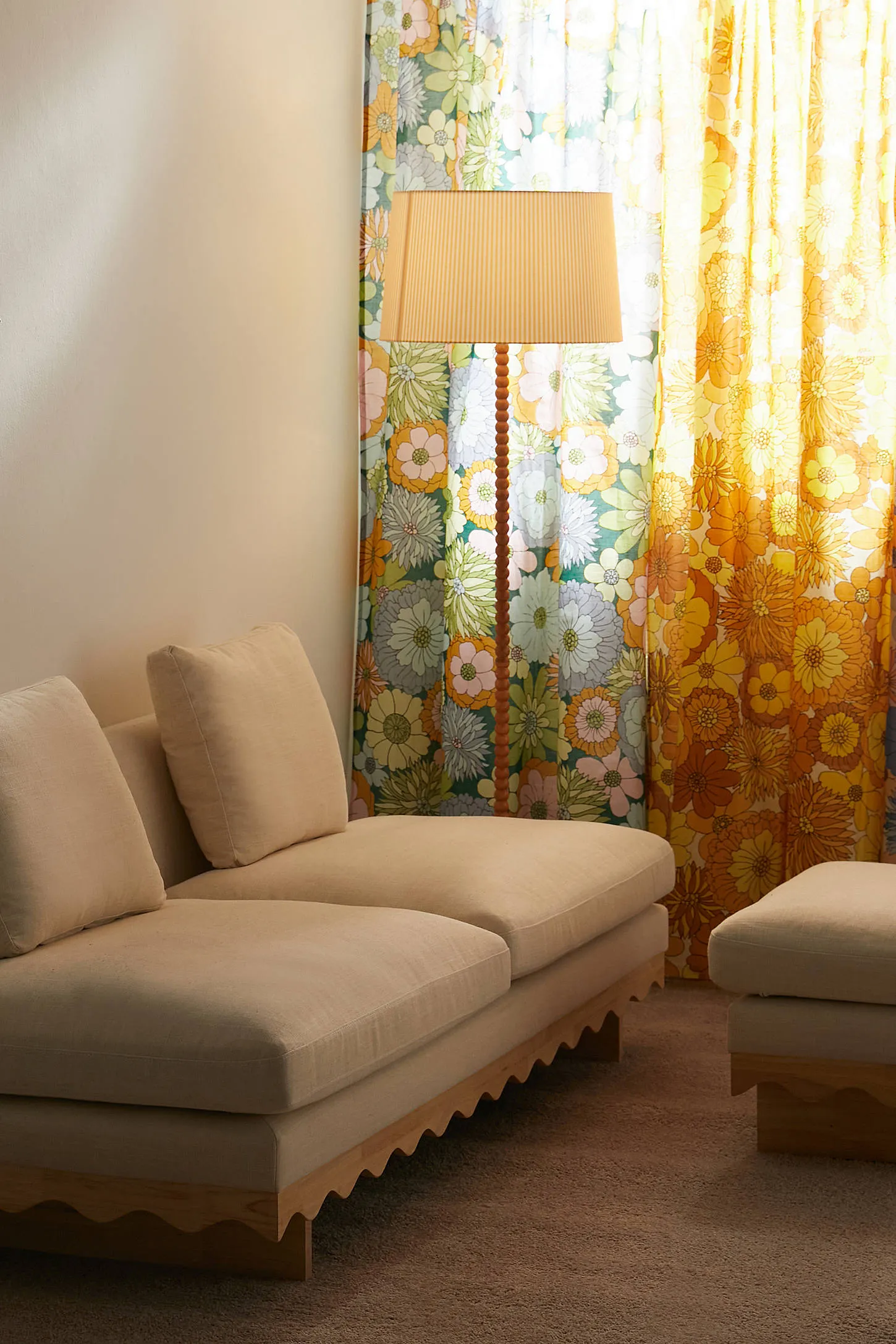 Green Vera Floral Curtain - Green 2