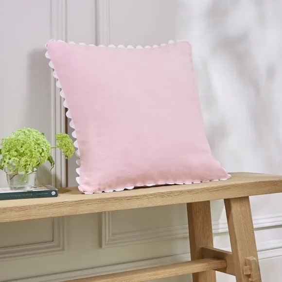 Ric Rac Trim Cotton Square Cushion Cover